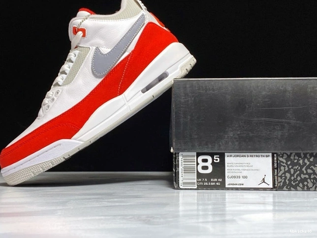 Reps TBkick CJ0939-100 Jordan 3 Air Tinker White Retro University Red 0720